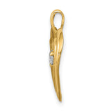 AA Diamond Double Heart Charm Pendant in Real 14k Yellow Gold