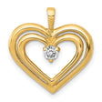 AA Diamond Double Heart Charm Pendant in Real 14k Yellow Gold