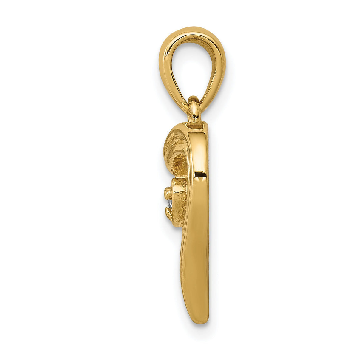 AA Diamond Heart Charm Pendant in Real 14k Yellow Gold