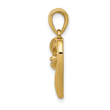 AA Diamond Heart Charm Pendant in Real 14k Yellow Gold