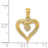 AA Diamond Heart Charm Pendant in Real 14k Yellow Gold