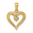 AA Diamond Heart Charm Pendant in Real 14k Yellow Gold