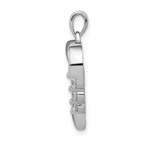 14k White Gold Heart Pendant with Cubic Zirconia, Open Heart Minimalist Jewelry for Women