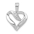 14k White Gold Heart Pendant with Baguette and Round Diamond Accents, Open Heart Design