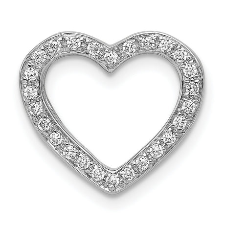 14k White Gold Open Heart Pendant with Pavé Diamonds, Romantic Jewelry for Women