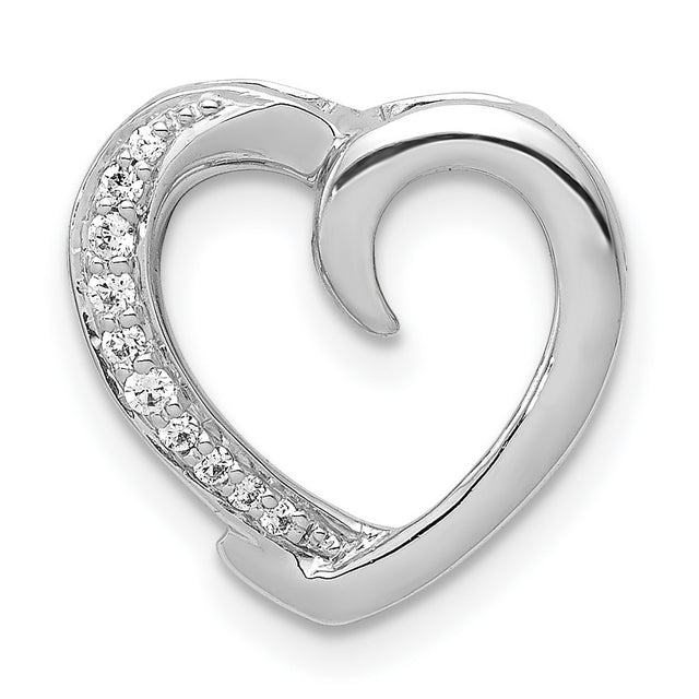 1/20ct Diamond Heart Chain Slide Charm Pendant in Real 14k White Gold