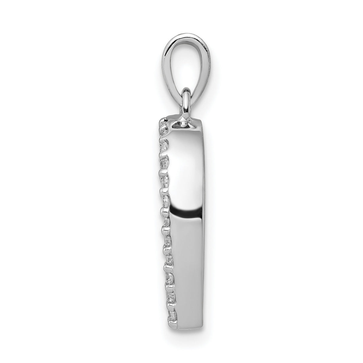 14k White Gold Heart Pendant with Diamond Accents, Asymmetrical Open Design for Women
