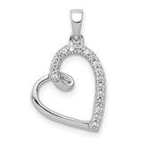 14k White Gold Heart Pendant with Diamond Accents, Asymmetrical Open Design for Women