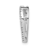14k White Gold Open Heart Pendant with Round Cut Diamonds in Half Pave Design