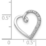 14k White Gold Open Heart Pendant with Round Cut Diamonds in Half Pave Design