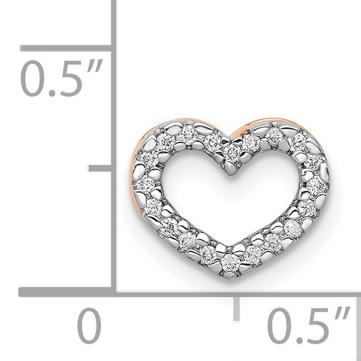 1/15ct Diamond Heart Chain Slide Charm Pendant in Real 14k Rose Gold