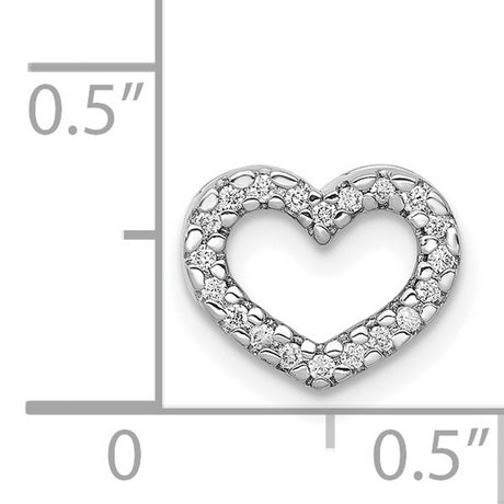 1/15ct Diamond Heart Chain Slide Charm Pendant in Real 14k White Gold