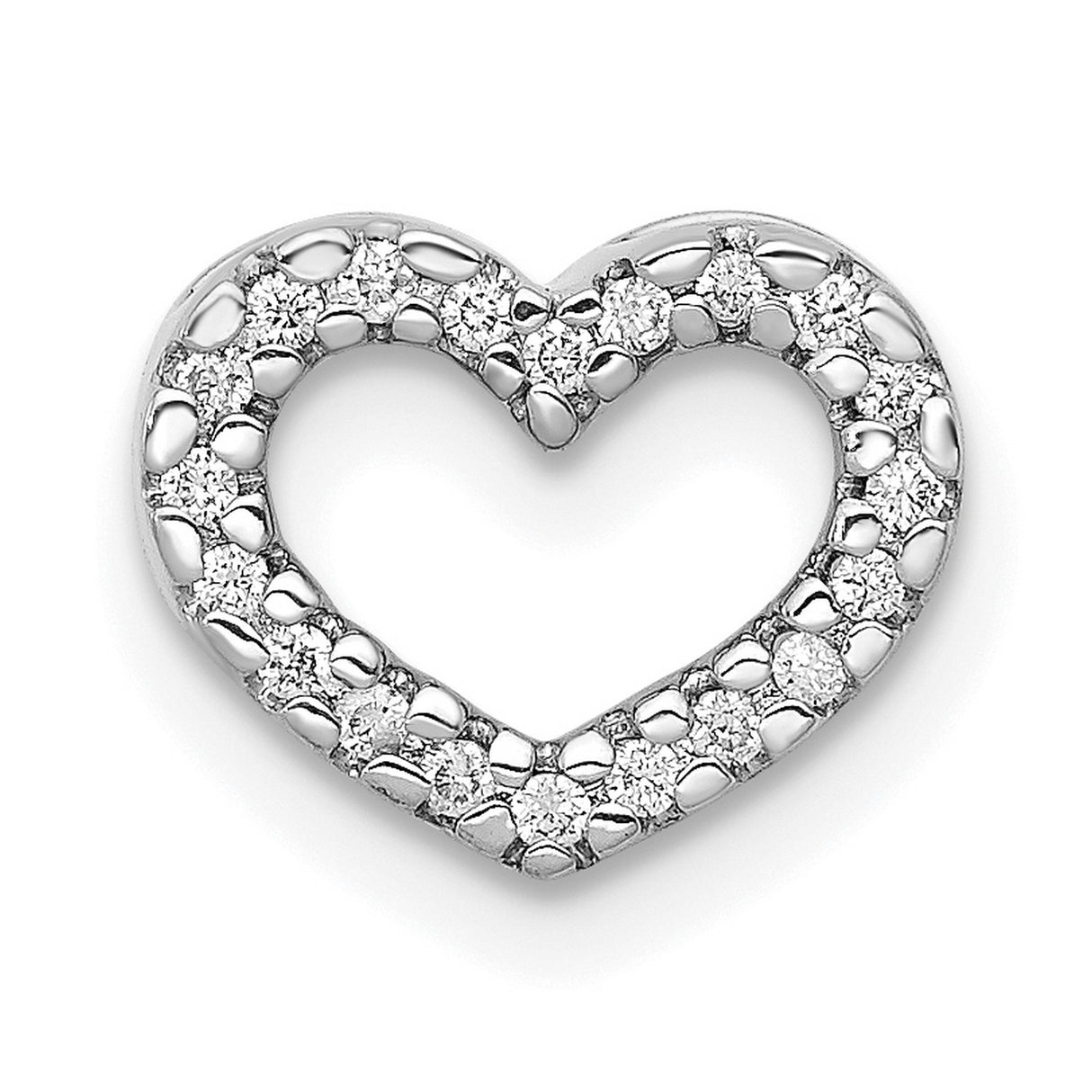 1/15ct Diamond Heart Chain Slide Charm Pendant in Real 14k White Gold