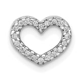 1/15ct Diamond Heart Chain Slide Charm Pendant in Real 14k White Gold