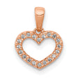 .03ct Diamond Heart Charm Pendant in Real 10k Rose Gold