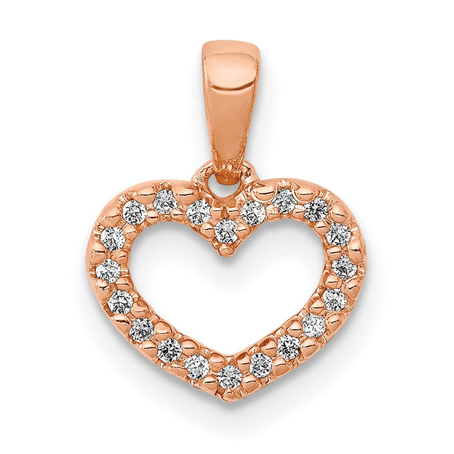 .03ct Diamond Heart Charm Pendant in Real 10k Rose Gold