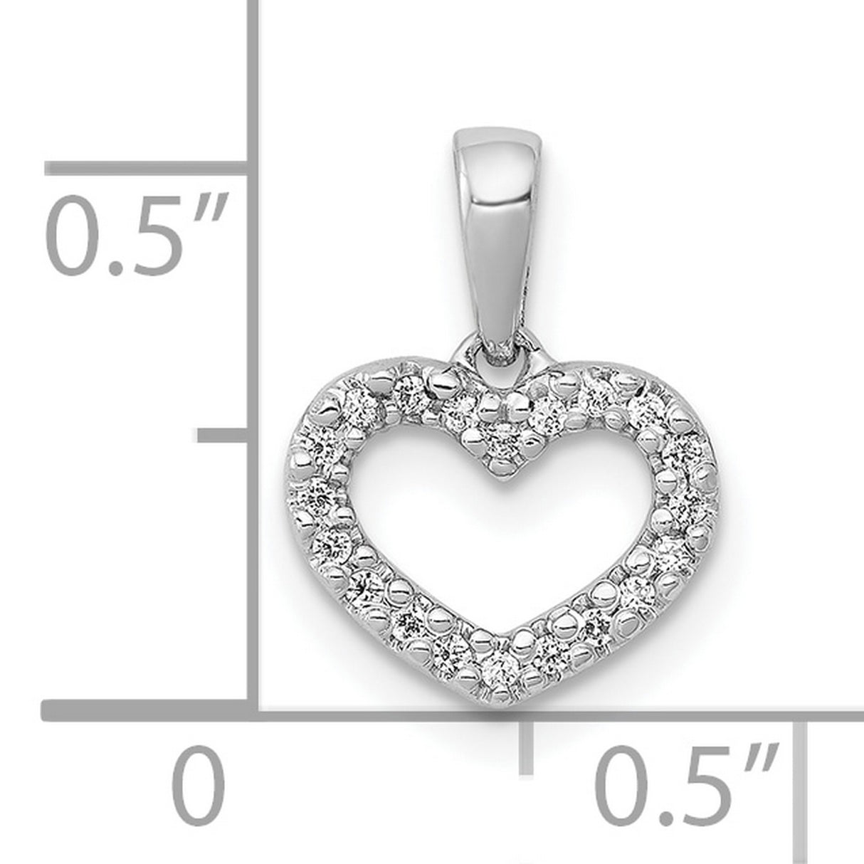 .03ct Diamond Heart Charm Pendant in Real 10k White Gold