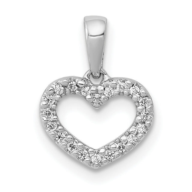 .03ct Diamond Heart Charm Pendant in Real 10k White Gold