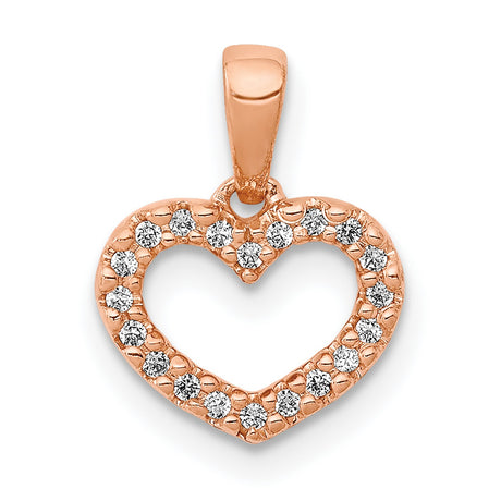 .03ct Diamond Heart Charm Pendant in Real 14k Rose Gold