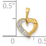 .01ct Diamond Heart Charm Pendant in Real 10k Yellow Gold