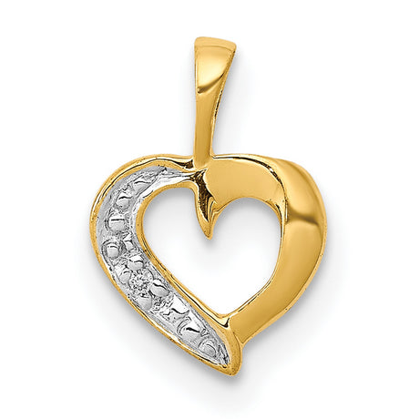 .01ct Diamond Heart Charm Pendant in Real 10k Yellow Gold