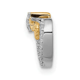14k White Gold Heart Pendant with Diamonds and Yellow Gold Bow, Two-Tone Romantic Jewelry for Women