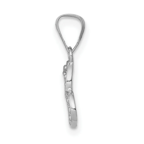 .01ct Diamond Heart Charm Pendant in Real 10k White Gold