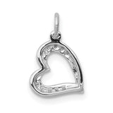 .05 ct Diamond Curved Heart Charm Pendant in Real 14k White Gold