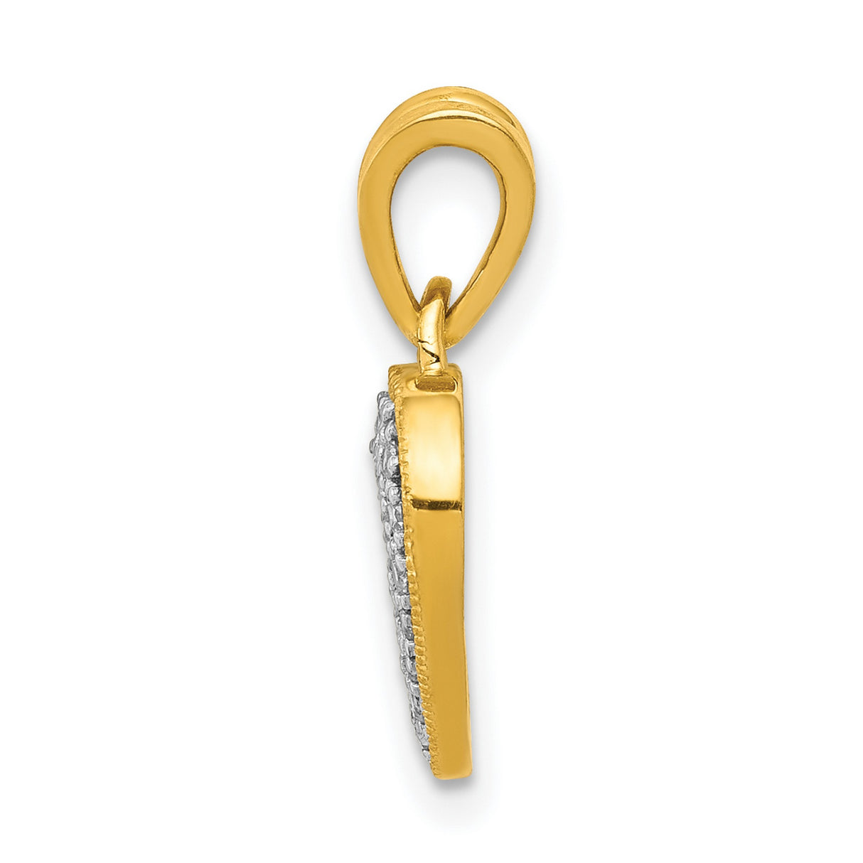 10k Yellow Gold Heart Pendant with Diamond Accents, Open Heart Design for Women