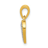 10k Yellow Gold Heart Pendant with Diamond Accents, Open Heart Design for Women