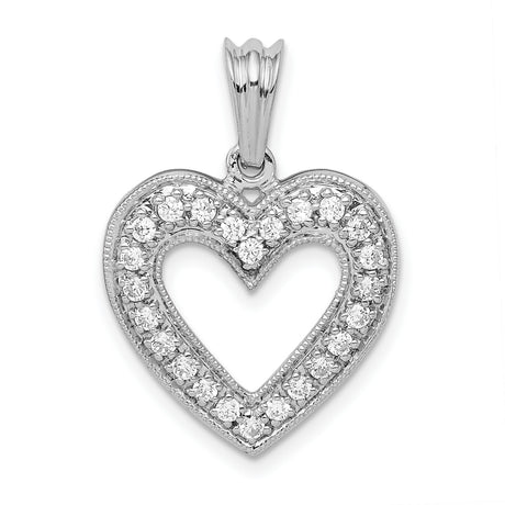 1/3ct Diamond Heart Charm Pendant in Real 14k White Gold