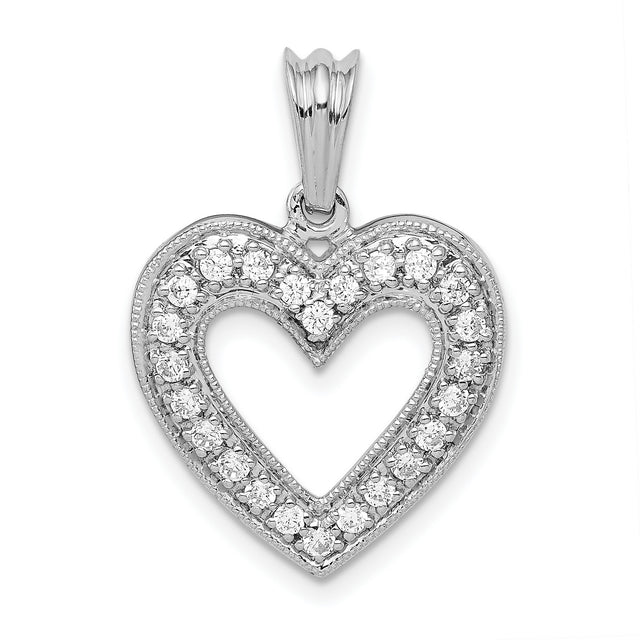 1/3ct Diamond Heart Charm Pendant in Real 14k White Gold