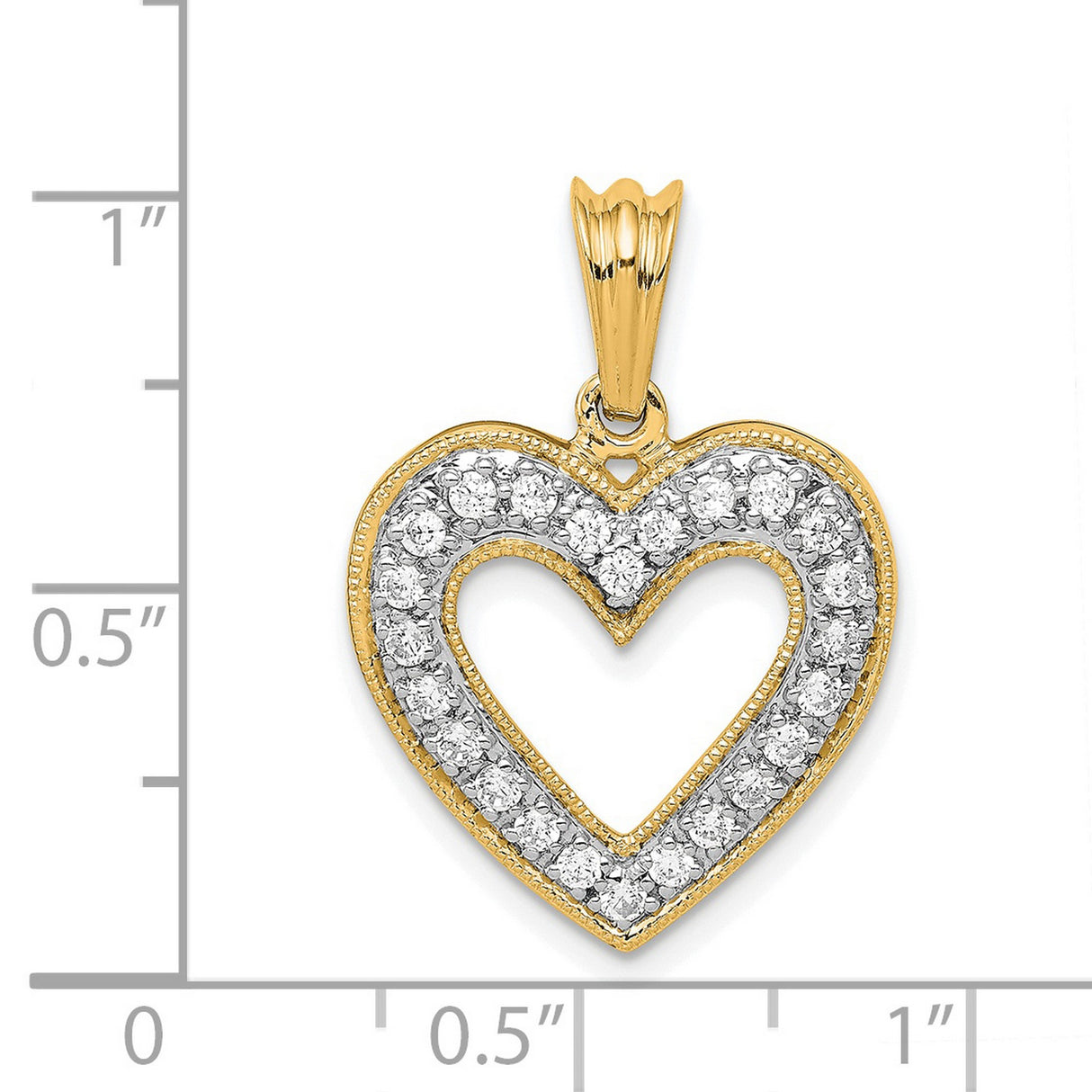 1/3ct Diamond Heart Charm Pendant in Real 14k Yellow Gold