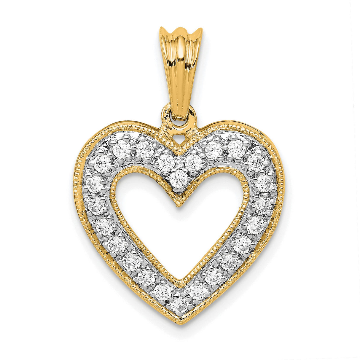 1/3ct Diamond Heart Charm Pendant in Real 14k Yellow Gold