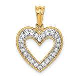 1/3ct Diamond Heart Charm Pendant in Real 14k Yellow Gold