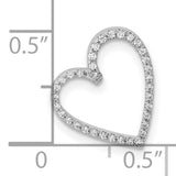 1/10ct Diamond Vintage Heart Chain Slide Charm Pendant in Real 10k White Gold