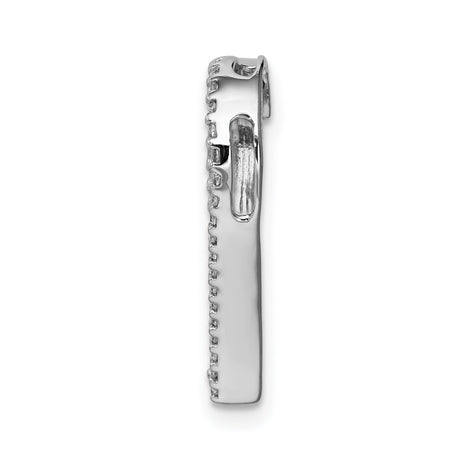 Diamond Heart Chain Slide Charm Pendant in Real 10k White Gold