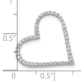 Diamond Heart Chain Slide Charm Pendant in Real 10k White Gold