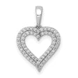 1/4ct Diamond 2-row Heart Charm Pendant in Real 14k White Gold