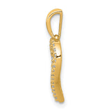 Diamond 2-row Heart Charm Pendant in Real 14k Yellow Gold