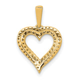 Diamond 2-row Heart Charm Pendant in Real 14k Yellow Gold