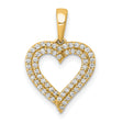 Diamond 2-row Heart Charm Pendant in Real 14k Yellow Gold