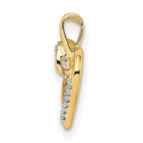 10k Yellow Gold Heart Pendant with White Diamond Accents, Polished Romantic Design for Women
