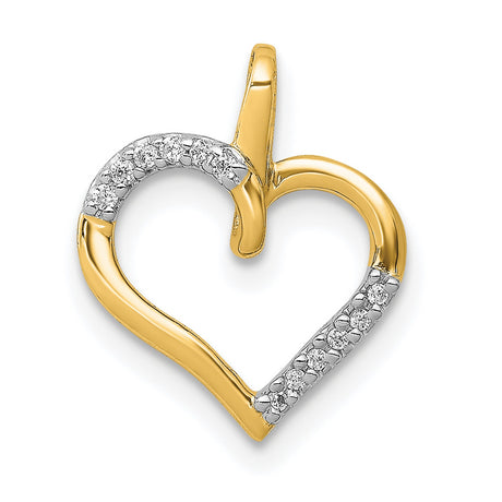 10k Yellow Gold Heart Pendant with White Diamond Accents, Polished Romantic Design for Women