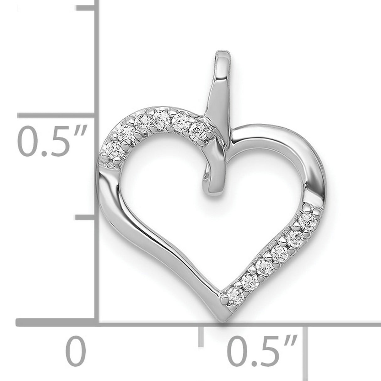 1/15ct Diamond Heart Charm Pendant in Real 10k White Gold