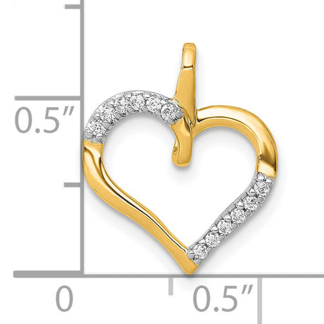 1 15ct Diamond Heart Charm Pendant in Real 10k Yellow Gold