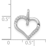 1/15ct Diamond Heart Charm Pendant in Real 14k White Gold