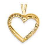 14k Yellow Gold Heart Pendant with Diamond Accents, Open Design Symbolizing Love