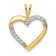 14k Yellow Gold Heart Pendant with Diamond Accents, Open Design Symbolizing Love