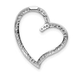 1/4ct Diamond Heart Chain Slide Charm Pendant in Real 14k White Gold